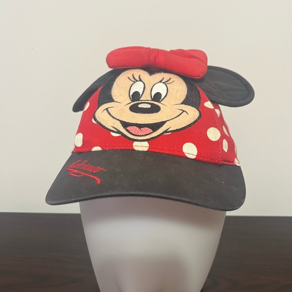 Walt Disney World Parks Minnie Mouse Ears Red Polka Dot Youth Baseball Cap Hat - Picture 1 of 4